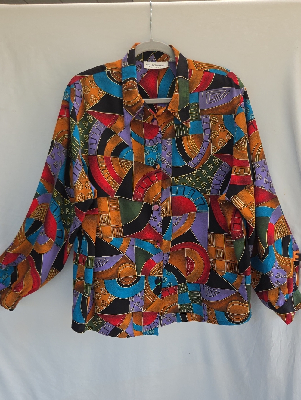Trussardi Multicolor Geometric Button-Front Jacket Sz 2x